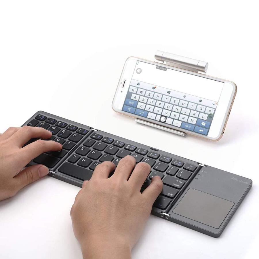 当日発送可能 Irishom Foldable BT Wire Less Keyboard Pocket Size Portable Mini BT Wireless Keyboard with Touchpad for Android， Windows， PC