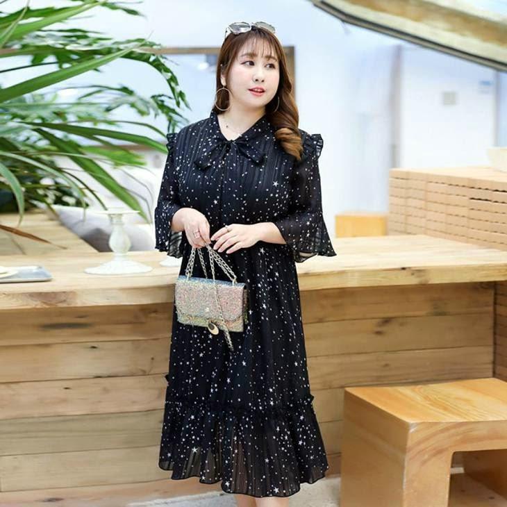 Seal限定商品 結婚式 パーティードレス ぽっちゃり 2l 5l 予約 五分袖 袖あり 大きいサイズ Yl Yt X033 通勤 出かけ 旅行 大人 可愛い 星柄 リボン ワンピース 黒 白 希少 Www Cepici Gouv Ci