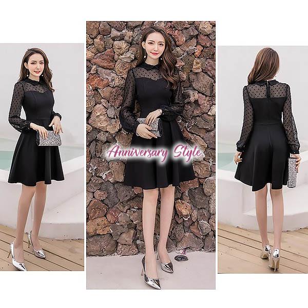 新しいスタイル 二次会 結婚式 Jy 長袖 袖あり パーティー レディース 大きいサイズ ぽっちゃり 赤 黒 S 5l ドレス 大人可愛い ワンピース 異素材切替 ドット柄 パーティドレス サイズ 5l 4xl Imacimus Com