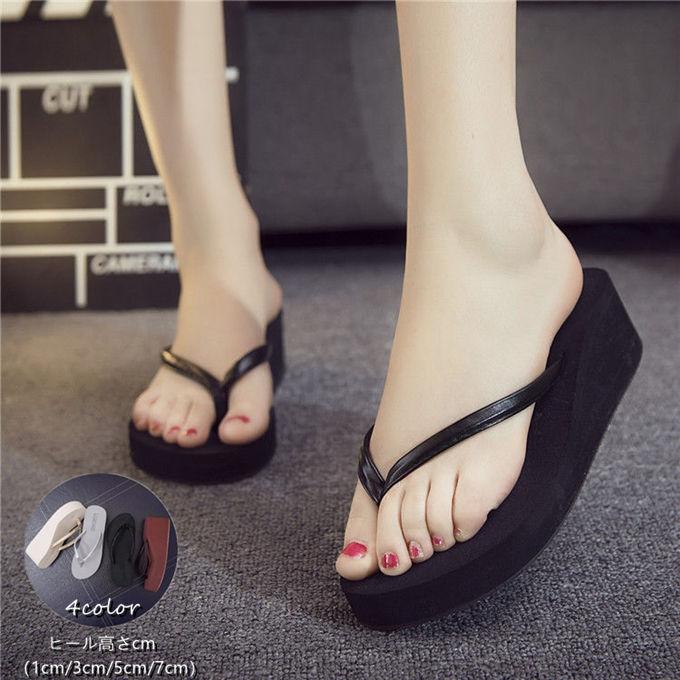 ビーチサンダル トングサンダル レディース ウェッジヒール 1cm 3cm 5cm 7cm 海 梅雨 防水 軽量 ビーサン 厚底 カジュアル 無地 シンプル 可愛い 夏 靴 新作 R01sh465 Annyshop 通販 Yahoo ショッピング