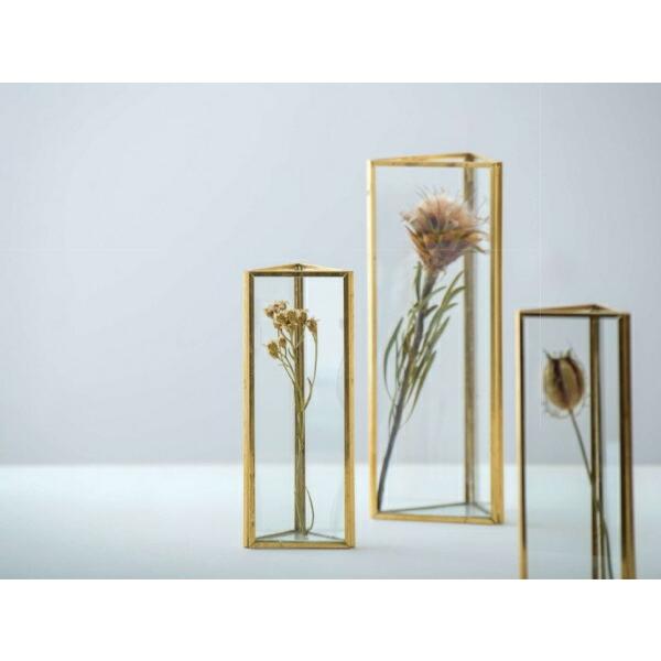 花瓶 フラワーベース フレームフラワーベース ソリッド ガラス ブラス