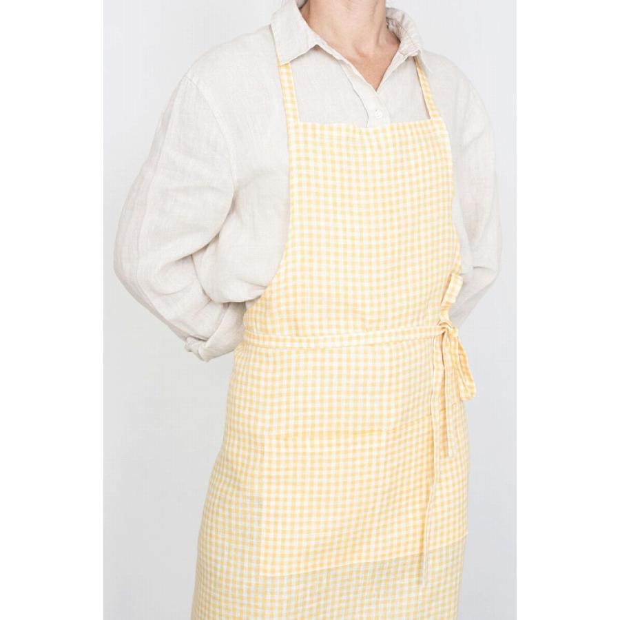 fog エプロン リネン フルエプロン ケイリー イエロー チェック linen