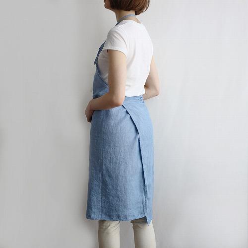 新品 リーノエリーナ リネン エプロン A351 リーノエリーナ Lino e Lina フルエプロン サビーヌ・ブルーシエル