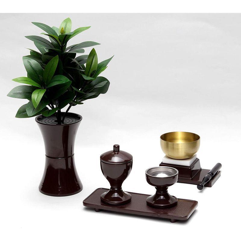 大人気新作 水入れ ご飯入れ コンパクト仏壇に最適 ミニ仏壇 創価学会 茶 6点セット シキビ造花 おしきみ 花瓶 おりん お盆 具足 Tasuki Pass The Baton Com