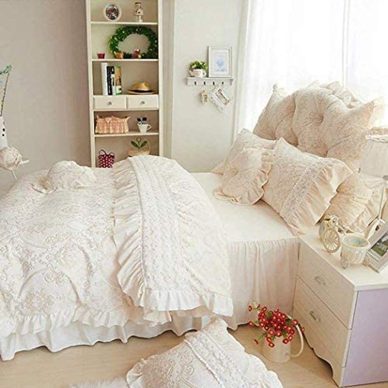 掛け布団カバー 敷き布団カバー 4点セット 姫系 布団カバー カバー シーツセット シングル セミダブルベッド 洋式 可愛い 布団 寝具 敷き布団カバー ホワイト 白 おしゃれ レース付き Anoano