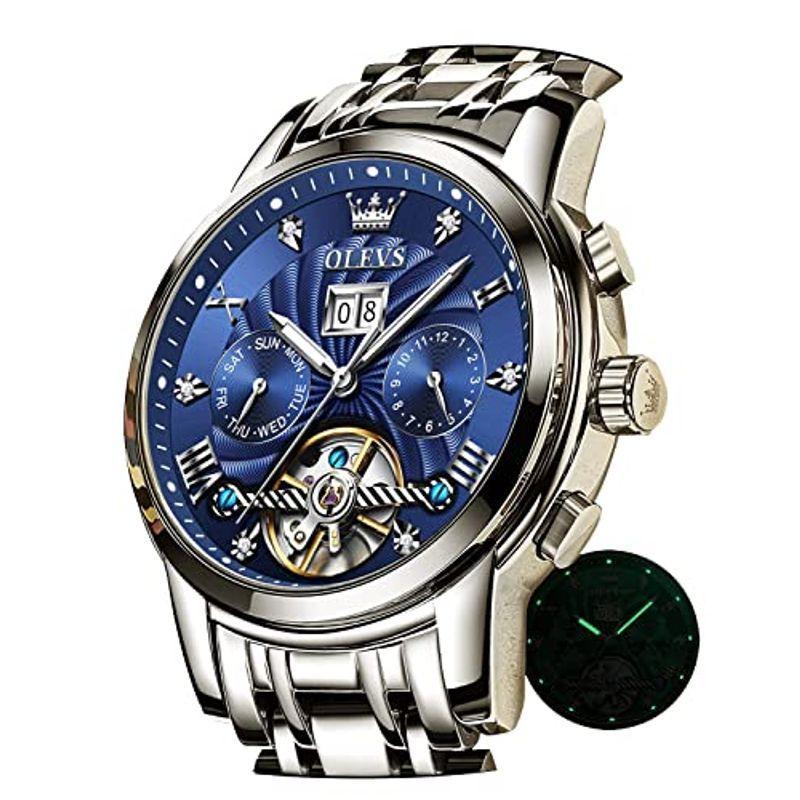人気特価 おしゃれ かっこいい スケルトン とけい腕時計 自動巻き 青 人気 メンズ 腕時計 Olevs うで