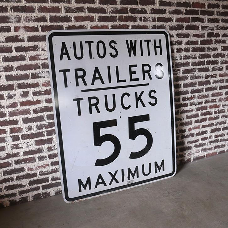 MAXIMUM 看板 道路標識 ヴィンテージ 白 ロードサイン