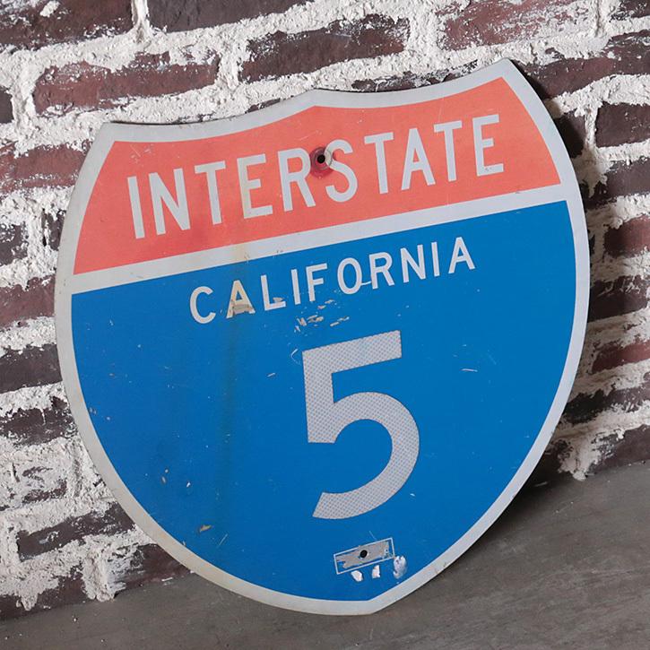 看板 アメリカ 道路標識 ヴィンテージ 青 赤 ロードサイン