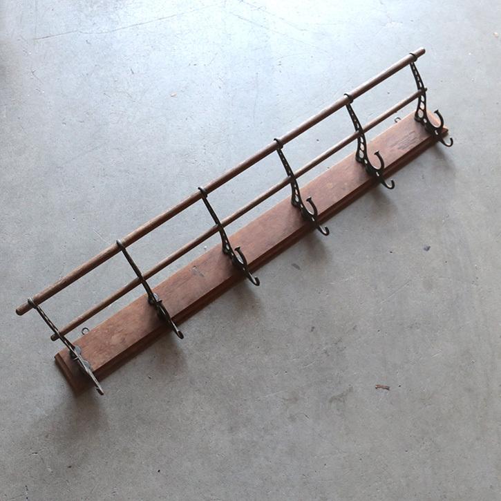 ウォールラック 壁掛け フックラック ハンガーラック コートラック インダストリアル 木製 アンティーク ヴィンテージ シャビー | 