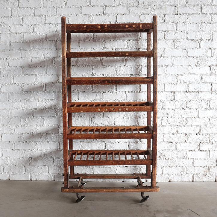 シューラック 靴 収納 下駄箱 アンティーク インダストリアル 木製 ヴィンテージ キャスター付き ブルックリン 男前 アメリカ 雑貨 | 