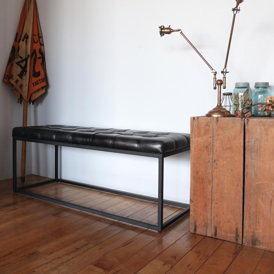 インダストリアルベンチ ダイニングチェア ベンチ アイアン レザー インダストリアル
