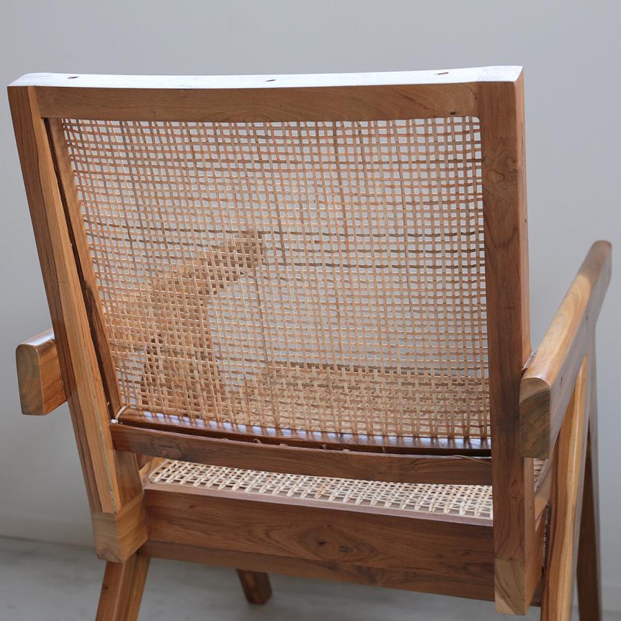 ピエール・ジャンヌレ オフィスチェア ラタン 古材 チーク ビルマチーク 椅子 ブラウン Pierre Jeanneret V-leg Office Chair リプロダクト ル・コルビュジエ｜anotherlifefurniture｜11