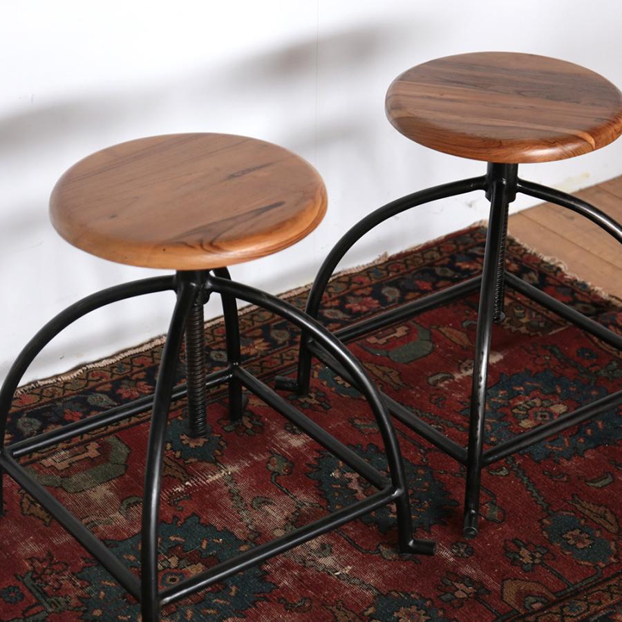 【SALE／定価\19800⇒60%OFF】◆廃盤品◆スツール ラウンドチェア カウンターチェア 丸椅子 木製 古材 チーク アイアン 椅子 フラワースタンド 北欧 | 