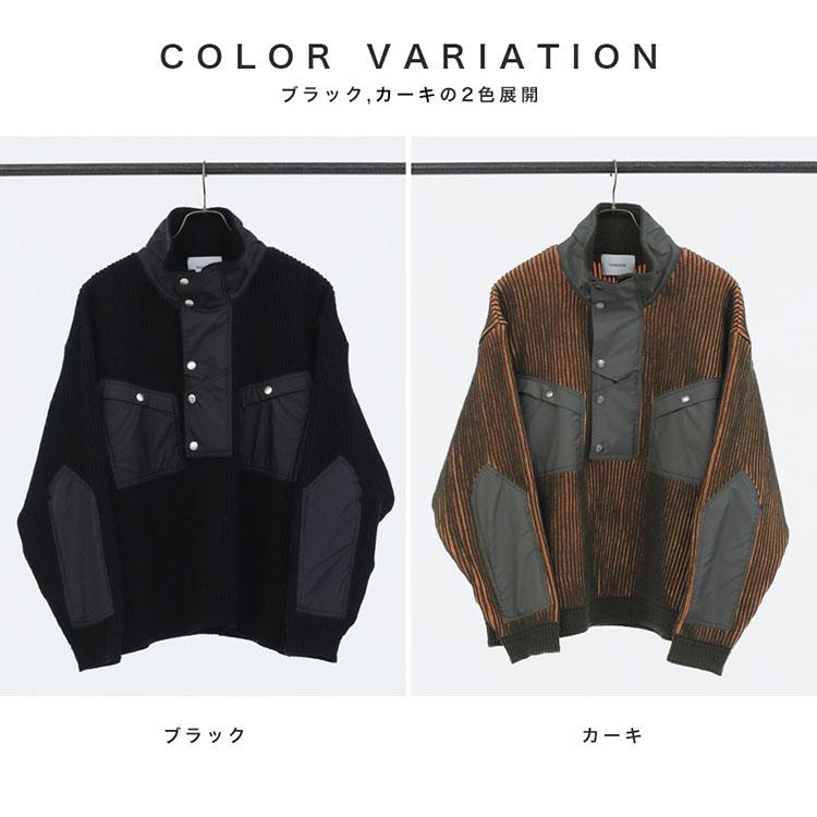 【のっち】Iroquois ニット　ブラック　21AW Iroquois（イロコイ） ブランド ハーフジップ ニット メンズ 異素材