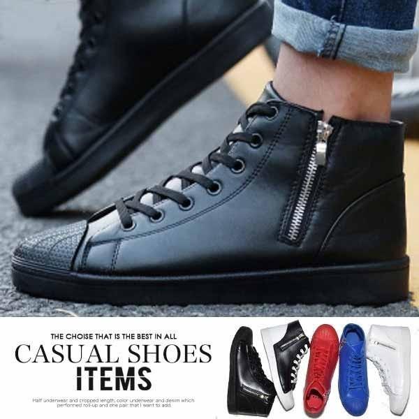 ハイカットスニーカー メンズ 靴 ウォーキングシューズ 黒 ギガ