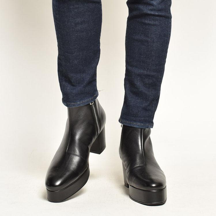 endevice ショートブーツ メンズ サイドジップブーツ 本革