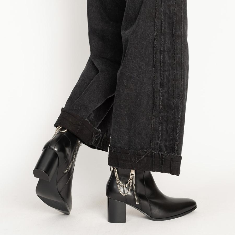 エンデヴァイス　本革　サイドジップ　ブーツ　チェーン装飾　ブラック　メンズ endevice ブーツ サイドジップ レザー リングブーツ / チェーン