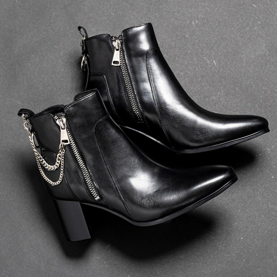 endevice ショートブーツ メンズ サイドジップブーツ 本革