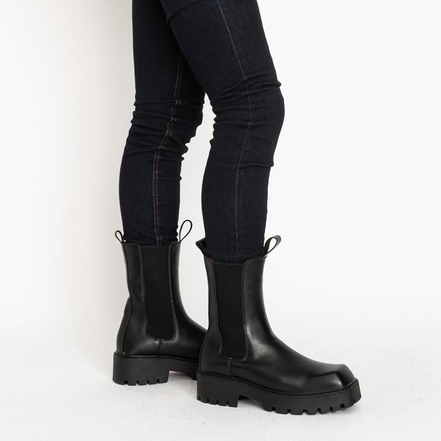 endevice レザー サイドゴアブーツ ブラック endevice ブーツ ウェッジソール レザー サイドゴアブーツ