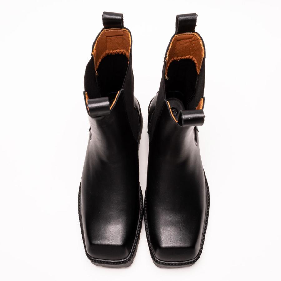 endevice レザー サイドゴアブーツ ブラック endevice ブーツ ウェッジソール レザー サイドゴアブーツ