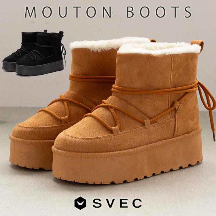 SVEC（シュベック） ムートンブーツ レディース 厚底ブーツ ショート