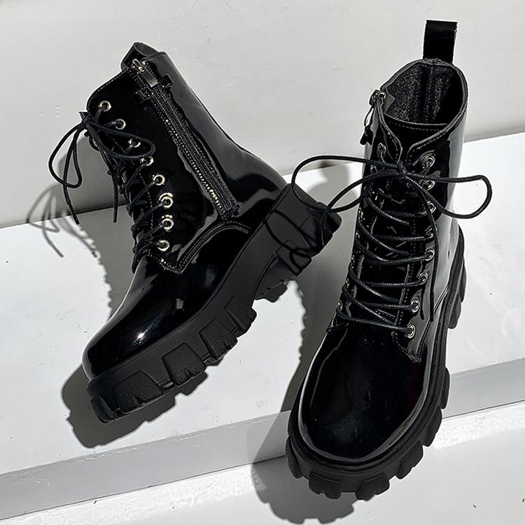 【未使用級】スライ レースアップショートブーツ 厚底 トラックソール 24.5 ショートブーツ レディース レースアップブーツ 厚底 チャンキー