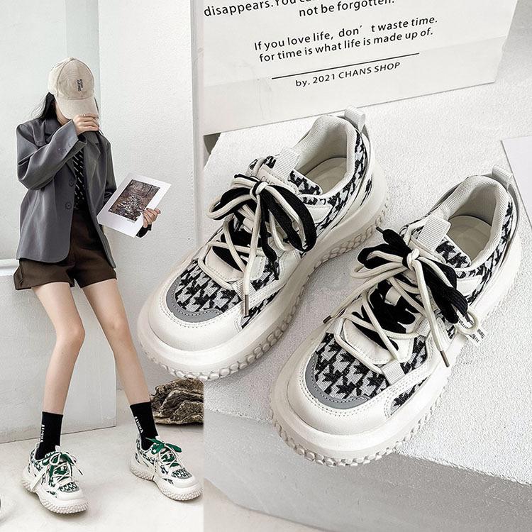 スニーカー レディース 厚底 千鳥柄 ローカット ダッドスニーカー おしゃれ Nxlikps 0015 Cp スニーカー ビジネスシューズ 革靴 An 通販 Yahoo ショッピング