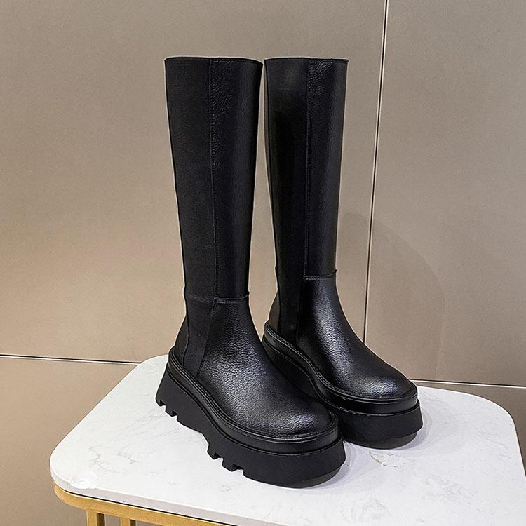 サイドゴア ロングブーツ 厚底 バックジップ 秋冬コーデ定番i345 REAL STYLE（ファッション） サイドゴアブーツ レディース 歩き