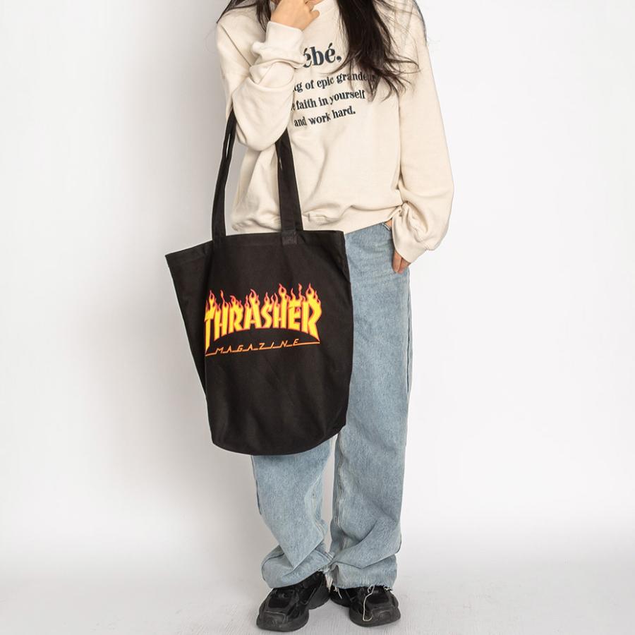 THRASHER フレイムロゴ トートバッグ ブラック THRASHER フレイムロゴ トートバッグ 黒 - メルカリ