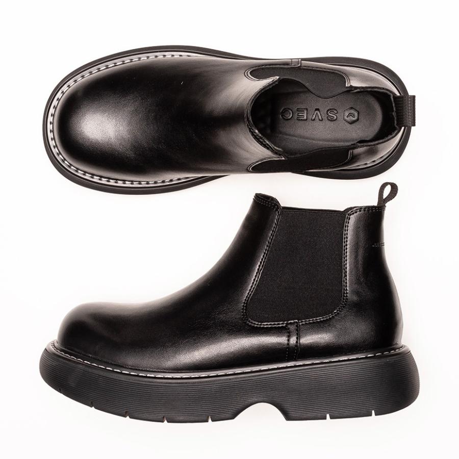 サイドゴアブーツ メンズ 靴 厚底ブーツ ショートブーツ ハイカットブーツ チェルシーブーツ 革靴 おしゃれ 黒 | SVEC | 20