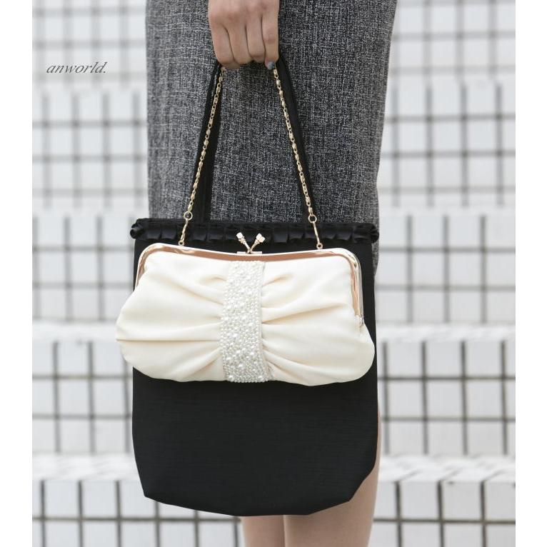 サブバッグ 入学式 卒業式 結婚式 パーティーバッグ ブラックフォーマル 折りたたみ トート 冠婚葬祭 大きめ バッグ フォーマルバッグ 黒 通勤 フォーマル 春 夏 | ブランド登録なし | 06