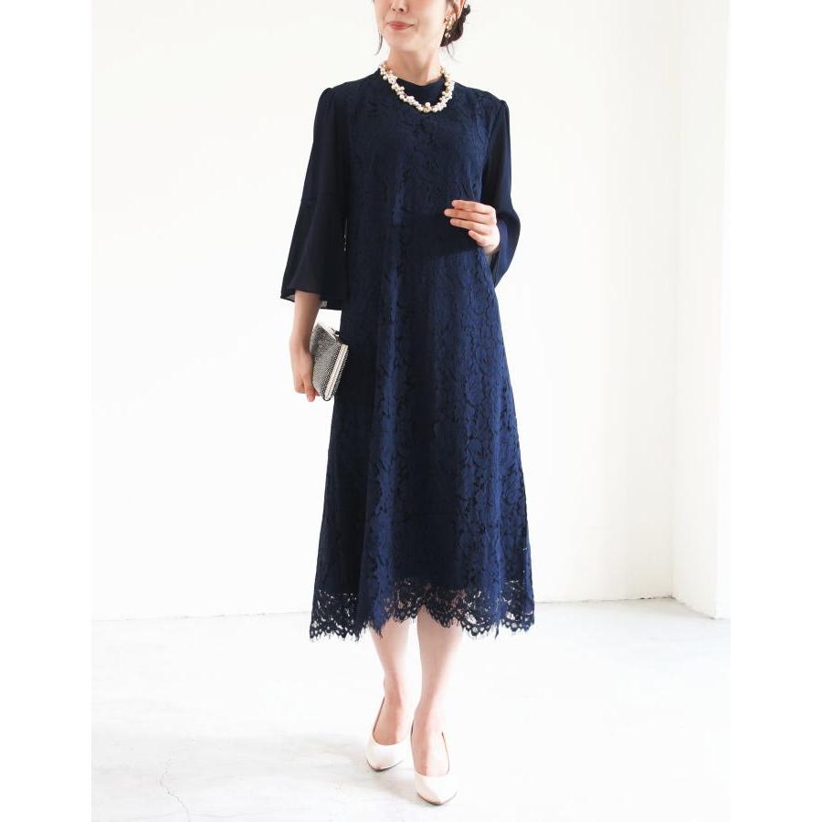 パーティードレス 結婚式 ワンピース ドレス 親族 大きめ 袖あり