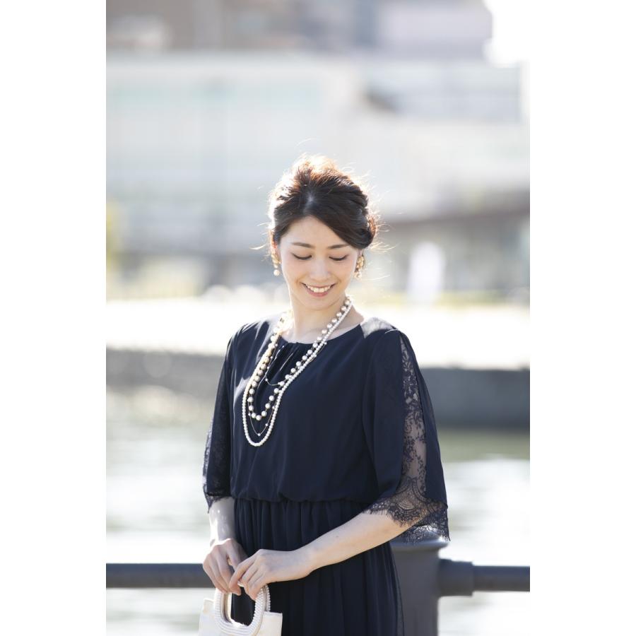 パーティードレス 結婚式 ワンピース ドレス 親族 大きめ 袖あり 