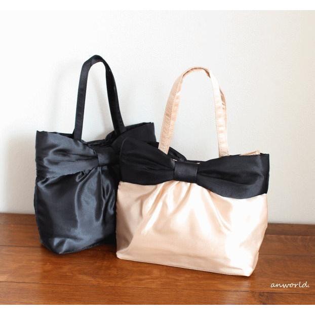 パーティーバッグ サブバッグ 結婚式 バッグ フォーマルバッグ 大きめ リボン フォーマル パーティー レディース トート サテン 黒 ベージュ 春 夏 Subbag Ch31 Cosage Anplus 通販 Yahoo ショッピング