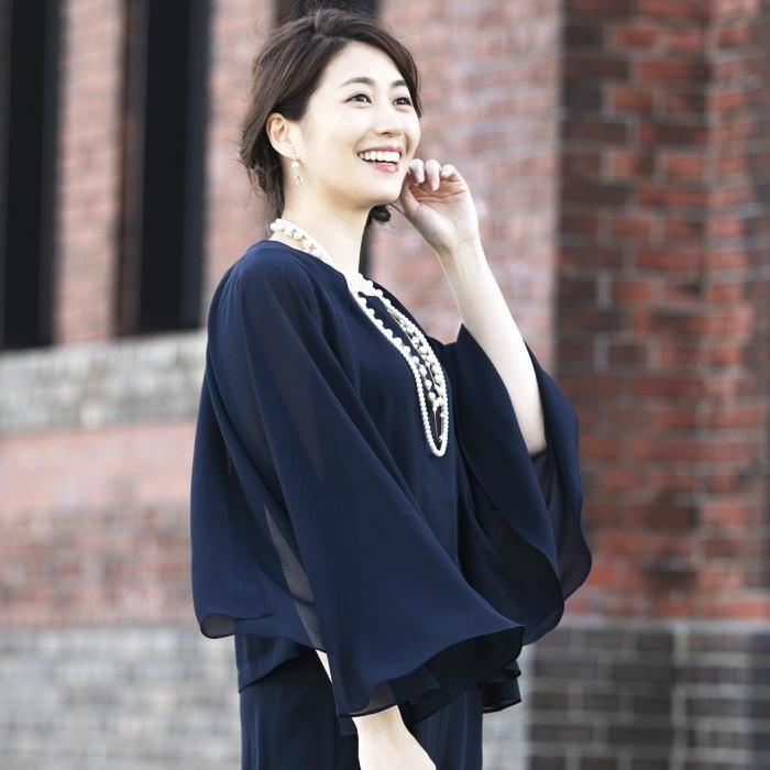 シフォンブラウス シャツ トップス レディース ブラウス ネイビー 長袖 無地 上品 オフィス オフィスカジュアル Tops 7002 Anplus 通販 Yahoo ショッピング