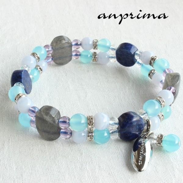 天然石 パワーストーン ブレスレット ラブラドライト＆ラピスラズリ
