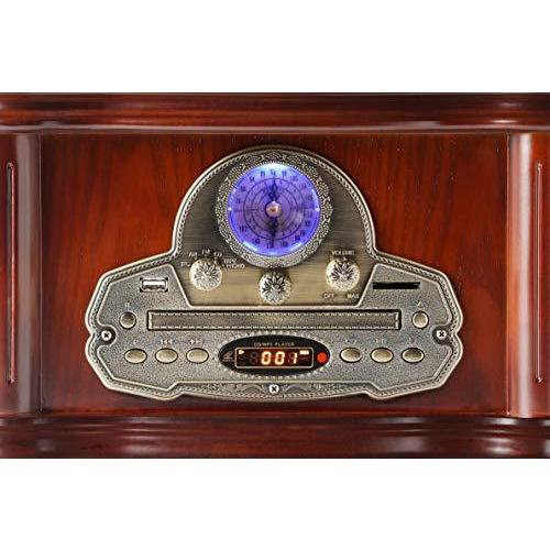 とうしょう レコードプレーヤー 蓄音機 天然木調仕上げ Bluetooth対応 (CD/SD/USB/AM FMラジオ/カセット) リモコン付き 