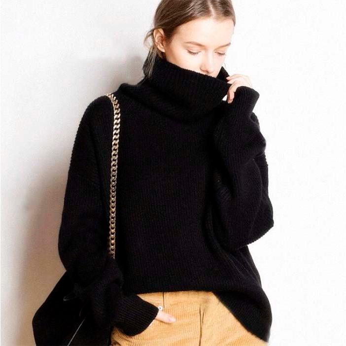 【秋新作】レディース  ニット カシミヤ混 ハイネック ニット  プルオーバー  カシミアセーター  トップス ゆるシルエット シンプル ベーシック [5色展開]