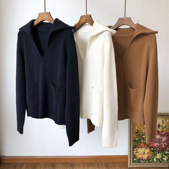 ★おすすめ★ニット レディース 2020AW トレンドアイテム　ポロニット　ウール100% トップス 長袖　スポーティーニット 秋冬トップス [3色展開]
