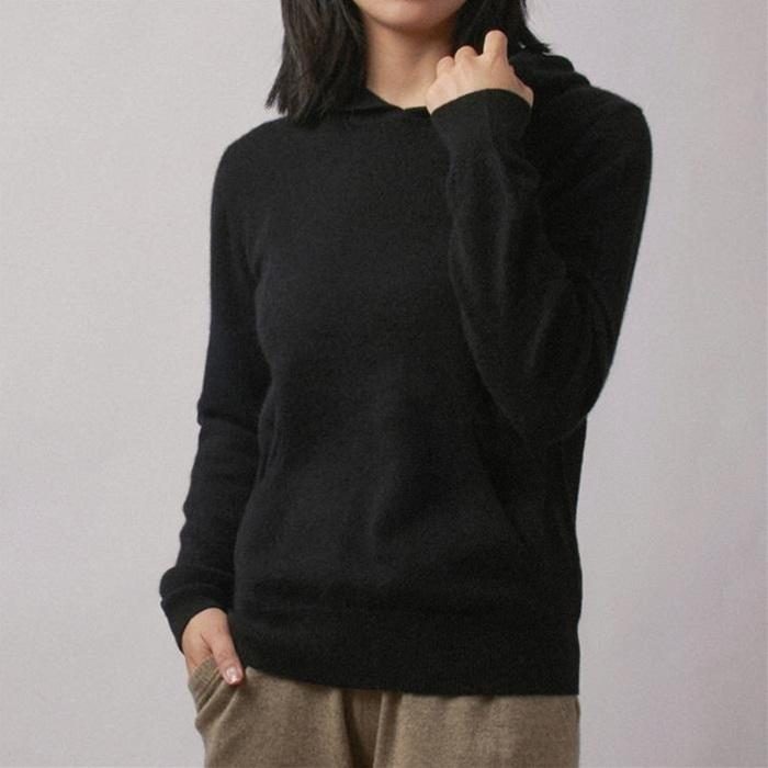 【内モンゴルカシミヤ】　パーカー ニット レディース　 カシミヤ100% 長袖 ニット セーター 　スポーティー　ニット フード付き ゆったり[３色展開]