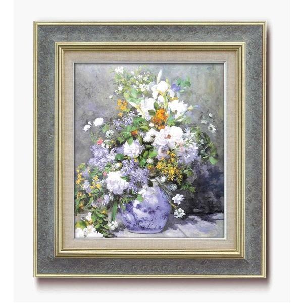 予約 名画額縁 F10号 フレームセット ルノワール F10号 ルノワール 花瓶の花 690 615 38mm 壁掛けひも付き 花瓶の花 ストーングレーフレーム 三雲町 E5d4a875 Studio J Co