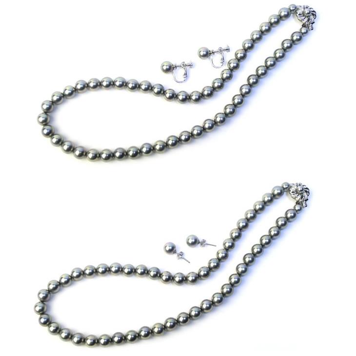 パールネックレス セット 8mm玉 イヤリング ピアス 16インチ 18インチ