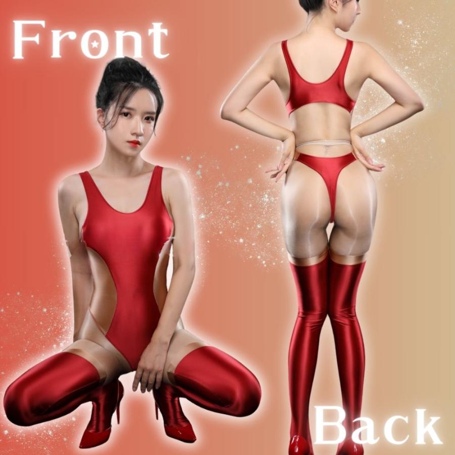 MORApink コスプレ 超 ハイレグ 競泳 水着 光沢 レディース