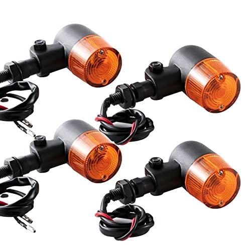 バイク ヨーロピアン ウインカー 円筒型 ライト 4個 セット 丸型 改造 レトロスタイル アルミ合金 クール ブラック ハーレー モンキー など 汎用 オレンジ の商品画像