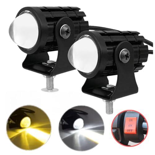 LEDバイクフォグランプ 2個セット 12V 24V対応 2色切替 ホワイト イエロー 高輝度 スイッチ付き の商品画像