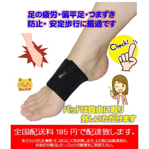 ワンタッチバンド・土ふまず用ポケット付きパッド入り サポーター 医療