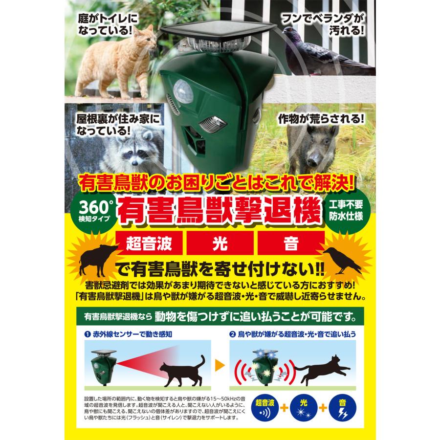 新発売記念！2個注文で送料無料】屋外 ソーラーパネル 充電 鳥獣撃退器