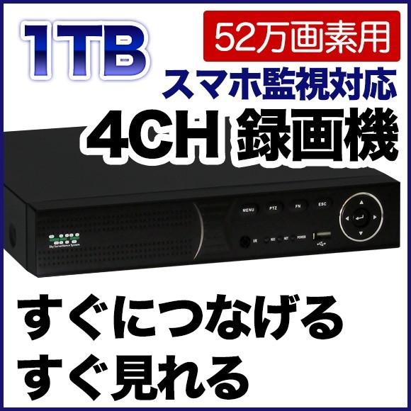 52万画素 防犯カメラ 最大4台まで接続可能 録画機 1000GBハードディスク搭載 DVR SKY-524C-1T｜anshinlife