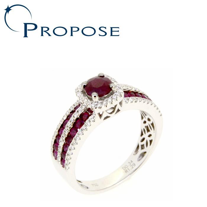 指輪 レディース K18WG リング ホワイトゴールド ルビー 1.29ct  