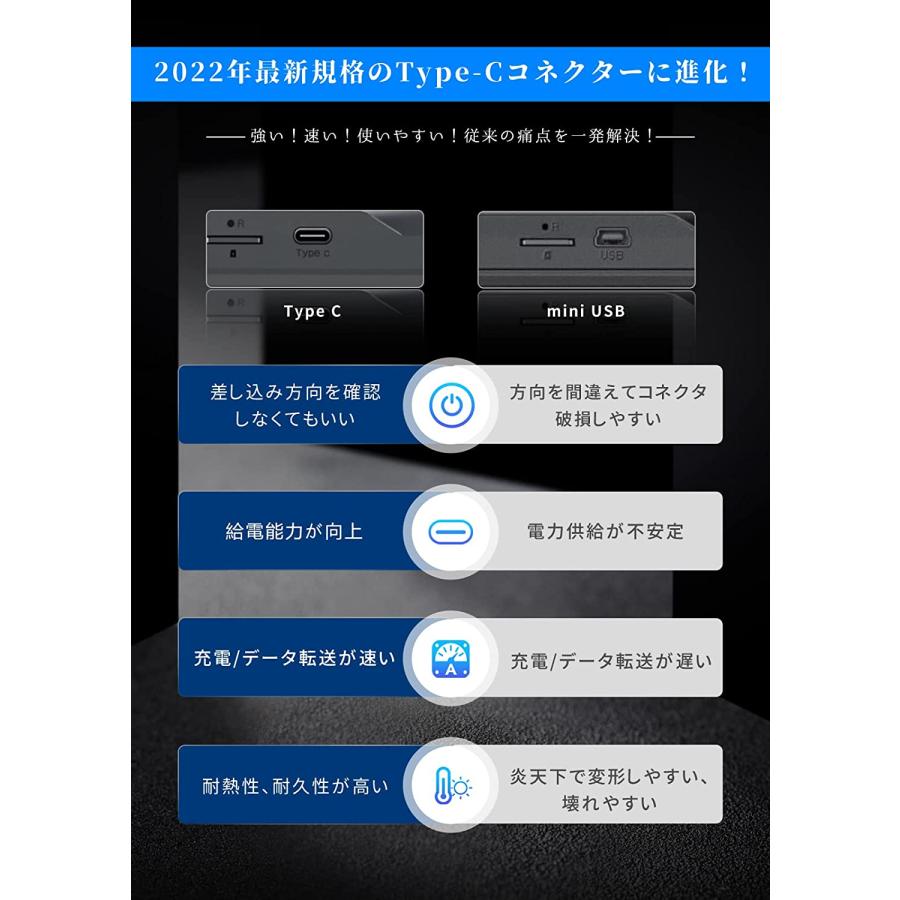 Changer ドライブレコーダー ミラー型 分離 2.5K Type-C電源ケーブル スピード違反警告 リアカメラ左右上下逆転可能 JADO-T880｜anshinsokubai｜02